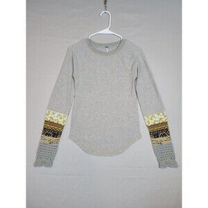 Free People In The Mix Cuff Top Sweater in Heather Grey Womens Small